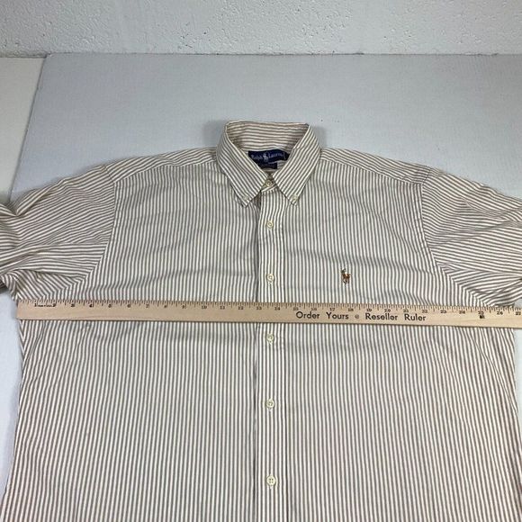 Ralph Lauren Mens Yarmouth Cotton Button Dress Shirt Striped Long Sleeve 16-35 - Picture 7 of 10